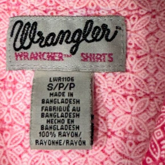 Wrangler Hot Pink Snap Button Western Shirt S Rodeo Cowboy Country Y2K Barbie - Picture 6 of 7